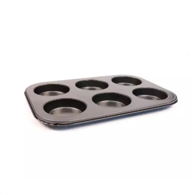 Picture of 6 Hole Round Non Stick Muffin and Mini Cupcake Mold - Black -Black