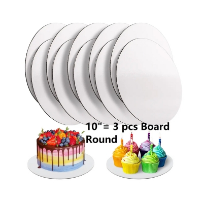 Picture of 10 Inches Round Tiered Cake Boards- 3 pcs -White