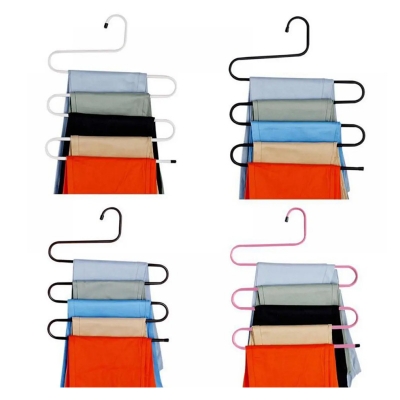 Picture of Multicolor 5 Layer Clothes Hanger Wardrobe Storage Organizer Multi Color Hanging Rack for Clothes -Silver