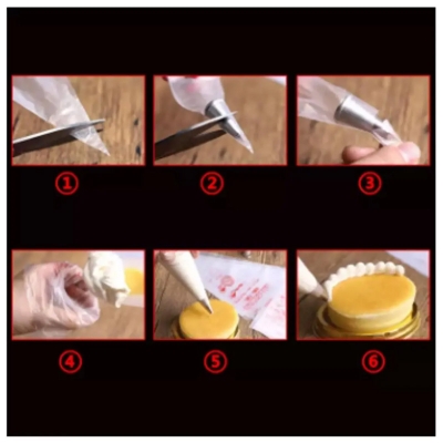 Picture of 10 pcs Plastic Disposable Piping Bags Cake Cream Decorating- (Large Size) -White