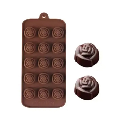 Picture of 15Cavity Rose Flower Mold Silicone Cake Chocolate Cookie Baking Tray Candy Mould -Chocolate