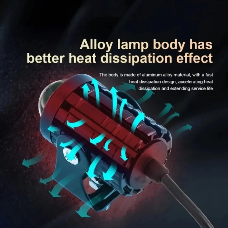 Picture of 2Pcs Universal Motorcycle Led Headlight Projector Lens Dual Color Atv Scooter Driving Lamp Fog Light Auxiliary Spotlight Lamp