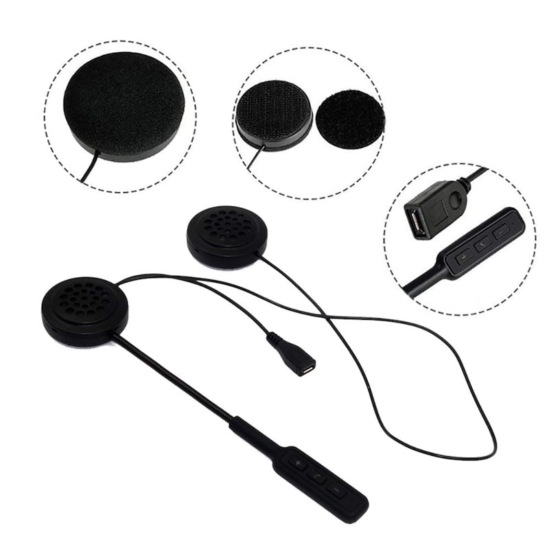 Picture of Wireless Motorcycle Helmet Headset Work With Bluetooth, Motorcycle Intercom Headset -  Black