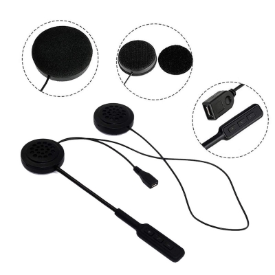 Picture of Wireless Motorcycle Helmet Headset Work With Bluetooth, Motorcycle Intercom Headset -  Black