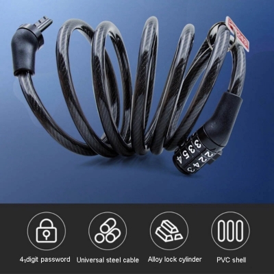 Picture of Helmet Lock - 4 Digit Combination Password Security China -  Black