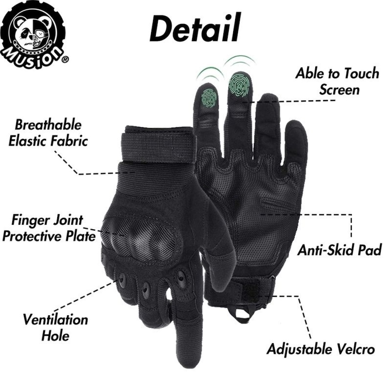 Picture of 1Pair Outdoor Full Finger Protective Gloves -Xl - Black