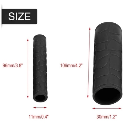 Picture of Motorcycle Handlebar Grips, Akozon 1 Pair Universal High-Quality Non-Slip Soft Rubber Handlebar Grip Cover + Brake Lever Cover (Black)