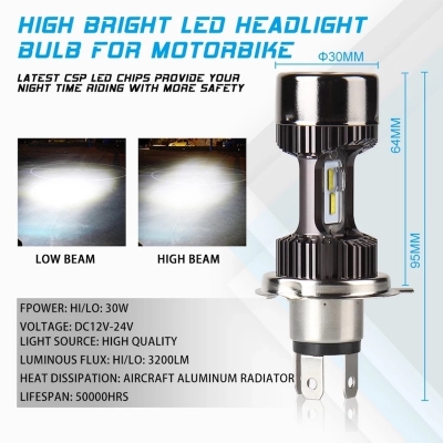 Picture of Yellow M8 2700K Golden Motorcycle 12V H4 Hi Lo Beam Moto Led Headlight Fit Most Motorbike Led 3200Lm