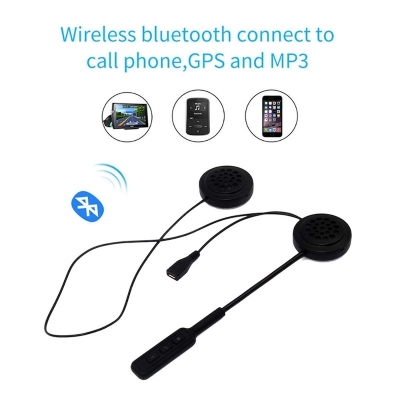 Picture of Wireless Motorcycle Helmet Headset Work With Bluetooth, Motorcycle Intercom Headset -  Black