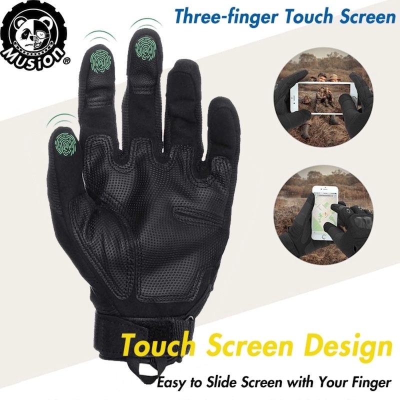Picture of 1Pair Outdoor Full Finger Protective Gloves -Xl - Black