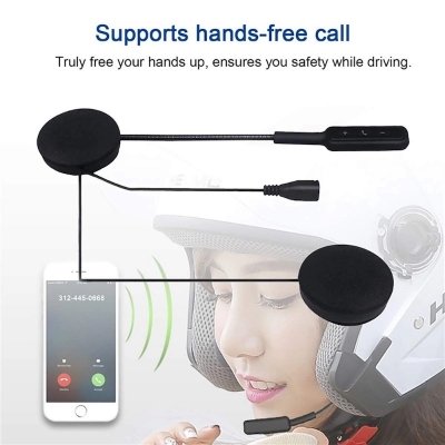 Picture of Wireless Motorcycle Helmet Headset Work With Bluetooth, Motorcycle Intercom Headset -  Black