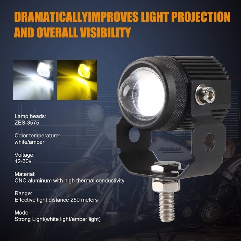 Picture of Auxiliary Motorcycle Mini Fog Lights Led Headlights Waterproof Portable Spotlgihts Front Fog Light Lamps Offroad Work Light Spot Light