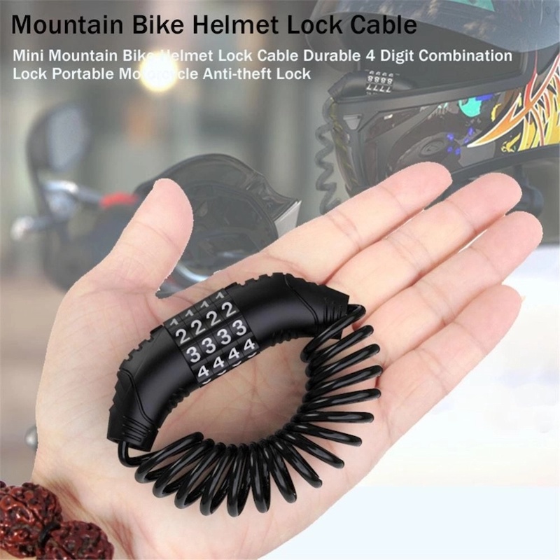 Picture of 4-Digit Set Password Safety Helmet Lock - Ensure The Safety Of Your Helmet With This Lock, Designed With A 4-Digit Password For Added Security - Black