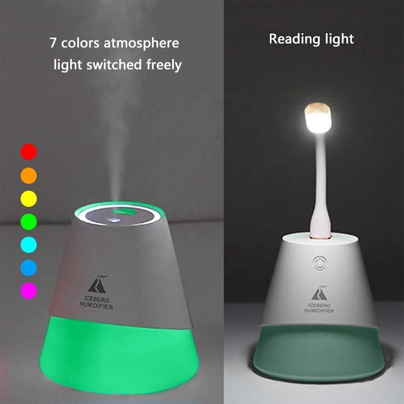 Picture of 3 in 1 Iceberg Air Humidifier 230ML USB Ultrasonic Aroma Diffuse with LED Light and USB Fans 7 Colors Ambient Light Customize