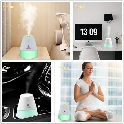 Picture of 3 in 1 Iceberg Air Humidifier 230ML USB Ultrasonic Aroma Diffuse with LED Light and USB Fans 7 Colors Ambient Light Customize