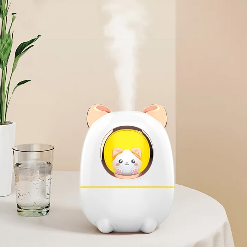 Picture of Mini Cartoon Humidifier Office Bedroom Desktop Humidifier with Ambient Light USB Rechargeable Humidifier Aromatherapy Diffuser