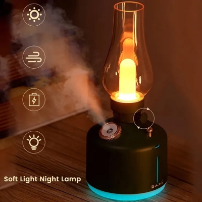 Picture of USB Rechargeable Misting Lantern Portable LED Retro Camping Light Flameless Tent Light Air Humidifier Retro Lamp Aroma Diffuser