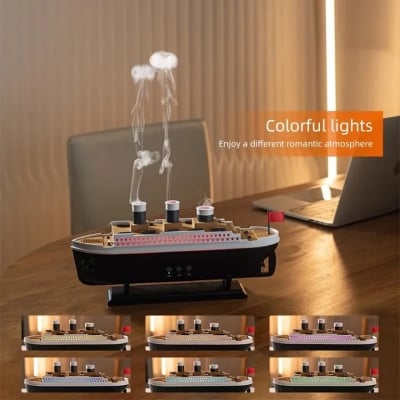 Picture of Ship Model Essential Oil Diffuser | 250ml Ultrasonic Humidifier with Jellyfish Smoke Ring Effect