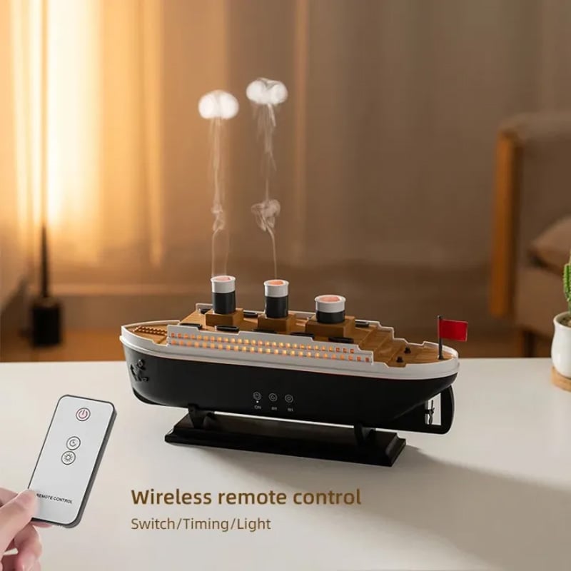 Picture of Ship Model Essential Oil Diffuser | 250ml Ultrasonic Humidifier with Jellyfish Smoke Ring Effect