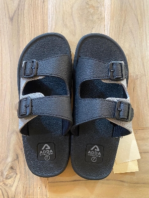Picture of ADDA Men’s Black Buckle Sandals – Stylish, Comfortable, Slip-On Slides Office, Daily & Casual Wear Black