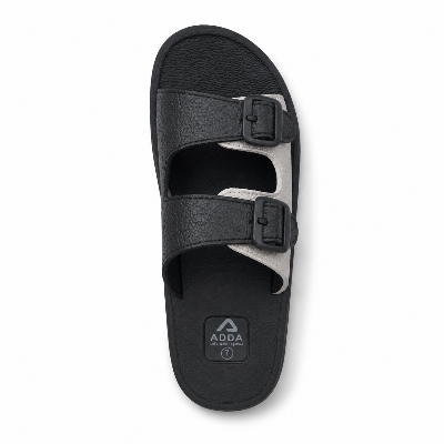 Picture of ADDA Men’s Black Buckle Sandals – Stylish, Comfortable, Slip-On Slides Office, Daily & Casual Wear Black