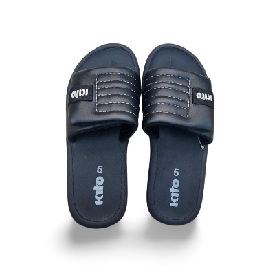 Picture of Kito Men’s Soft Slides – Stylish Lightweight Anti-Slip Slip-On Sandals | Cushioned Footbed, Premium Artificial Leather | Sizes 5–8 (39–42) — DeshiWalk Black