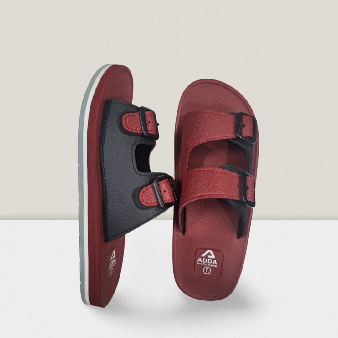 Picture of ADDA Men’s Maroon Buckle Sandals – স্টাইলিশ আরামদায়ক স্লিপ-অন স্লাইডস for Office & Daily Wear Maroon