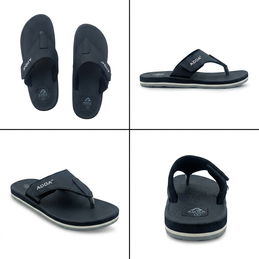 Picture of Adda Unisex EVA Flip Flops – Black | Anti-Slip, Lightweight, Comfortable Sandals | Black