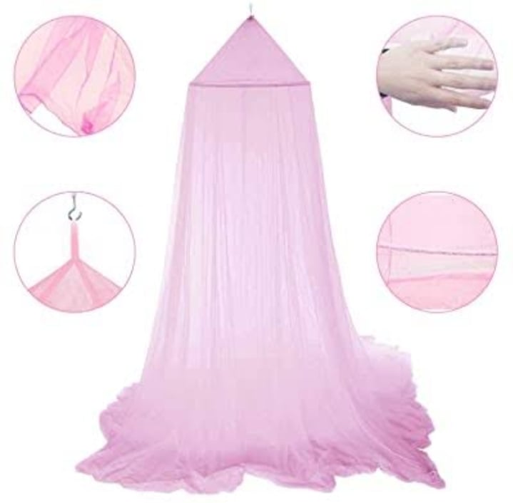 Picture of Hanging Round ceiling Mosquito net for single Pink 