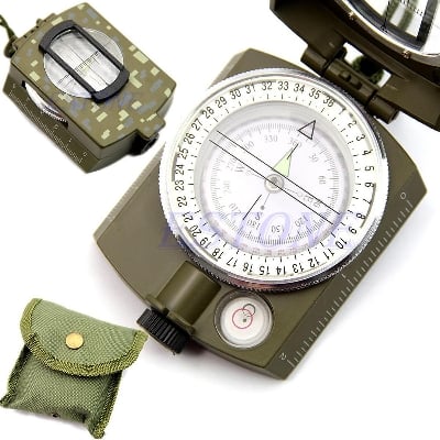 Picture of Navigate with Precision Using the Aluminum Aloe Liquid Field Lensatic Prismatic Compass - Includes Pouch, A Unique Choice for Outdoor Adventurers Army Green 