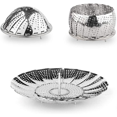 Picture of Stainless Steel Steamer Cooking Basket Foldable & Adjustable Silver 
