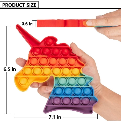 Picture of Pop Bubble Toys, Fidget Sensory Push Toys Rainbow Colors Silicone Stress Reliever Toy Autism Special Needs Rainbow 