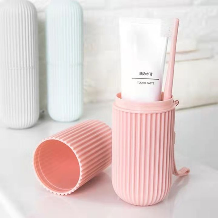 Picture of 2 Pack Toothbrush Holder | Toothbrush Box | Capsule Shape Toothpaste Holder | Brush Holder for Travel | Plastic Brush Holder | Bathroom Toothbrush Kit | Multicolor Multicolor 