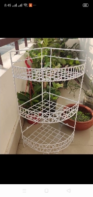 Picture of Buy 1 Get 1 Free Hanging 2 Corner Storage Rack Organizer Kitchen rack Metal bathroom self White 