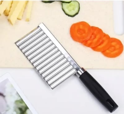 Picture of Multifunctional Stainless Steel Potato Cutter Wave French Fries Slicer Vegetable Cutter French Fries Kitchen Silver 