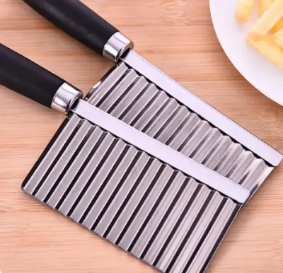 Picture of Multifunctional Stainless Steel Potato Cutter Wave French Fries Slicer Vegetable Cutter French Fries Kitchen Silver 