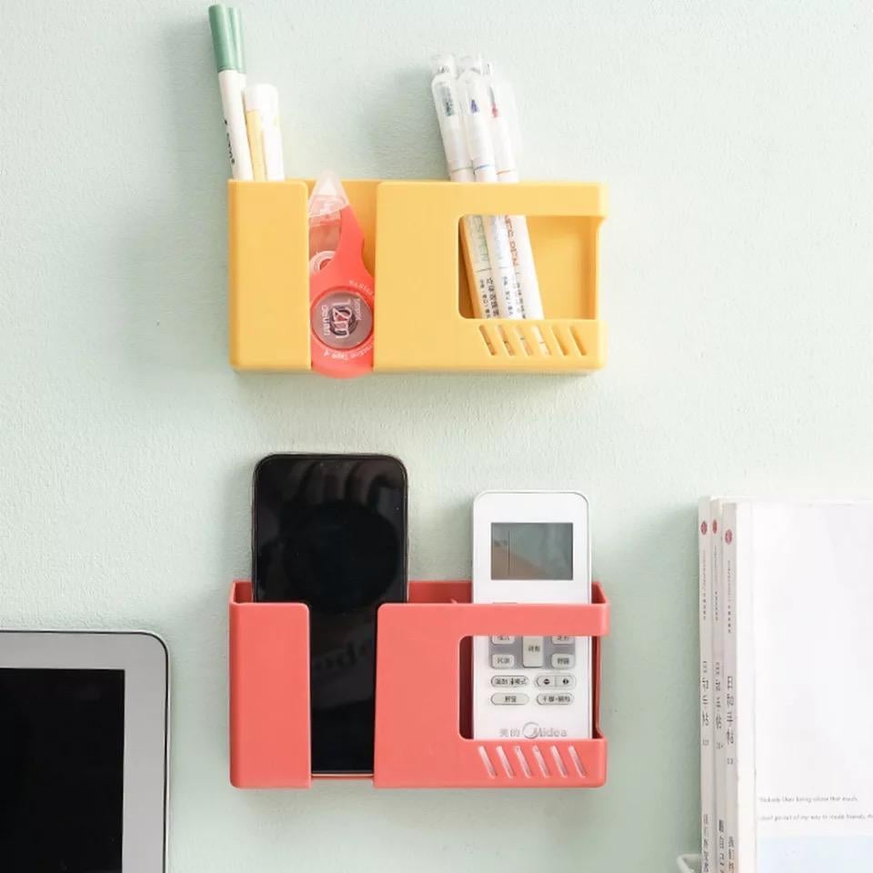 Picture of 1 Pcs Wall Mounted Organizer Remote Control Storage Box Mobile Phone Plug Wall Holder Charging Multicolor 