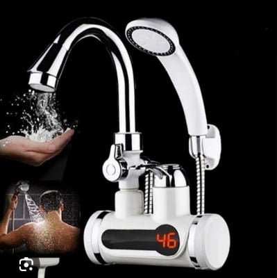 Picture of Instant Thankless Digital Electric Hot Water Tap for any wall Mount with led Display Silver 