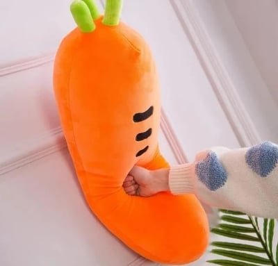 Picture of Decoration Carrot Shaped Soft Stuffed Toy Huggable Long Pillow Orange 