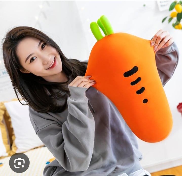 Picture of Decoration Carrot Shaped Soft Stuffed Toy Huggable Long Pillow Orange 