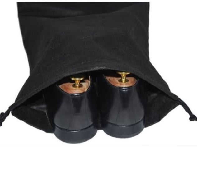 Picture of 2 Pcs Shoe Bags, Drawstring Travel Organizers Bag, Dustproof Multipurpose Drawstring Pouch, Drawstring Shoes Storage Bag, 30cm length Black 