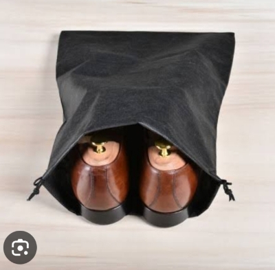 Picture of 2 Pcs Shoe Bags, Drawstring Travel Organizers Bag, Dustproof Multipurpose Drawstring Pouch, Drawstring Shoes Storage Bag, 30cm length Black 