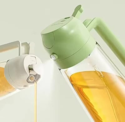 Picture of Oil Sprayer 2 in 1 for Cooking, 16oz/500ml Glass Oil Spray Bottle with Pourer, Food-grade Oil Dispenser White 