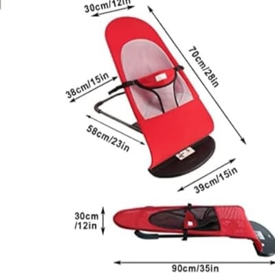 Picture of baby Rocking Chair, Portable baby bouncing  Bed, 4 Adjustment Modes baby Bouncer Chair, baby Resting Snoring Chair, Foldable Sofa Red 