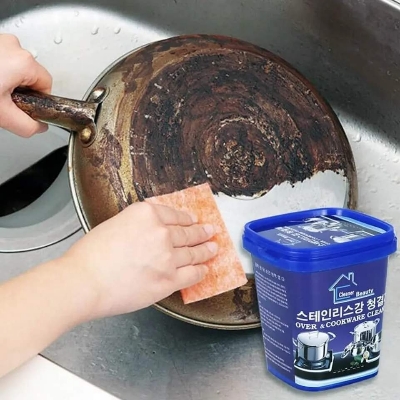 Picture of Stainless Steel Cleaning Paste, Stainless Steel Cleaning Paste Remove Stains Multi-purpose Cleaner, Oven Cookware Cleaner, Powerful Stove Cleaner, Polish Removes Stains Cleaner (500g) Blue 
