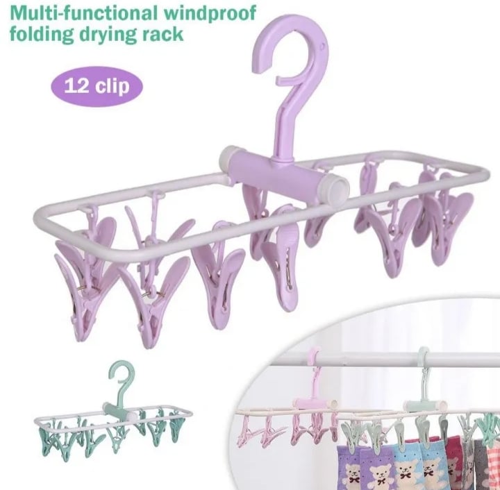 Picture of 12 Sock Clip Multifunctional Sock Drying Clip Cloth Hanger Household Sock Drying Clip Multicolor 