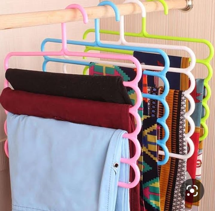 Picture of 2 PCS, Magic Hanger 5Layer Anti-Slip Multi-Purpose and Multi-Functional Magic Multiple Layer Trousers Hangers Multicolor 