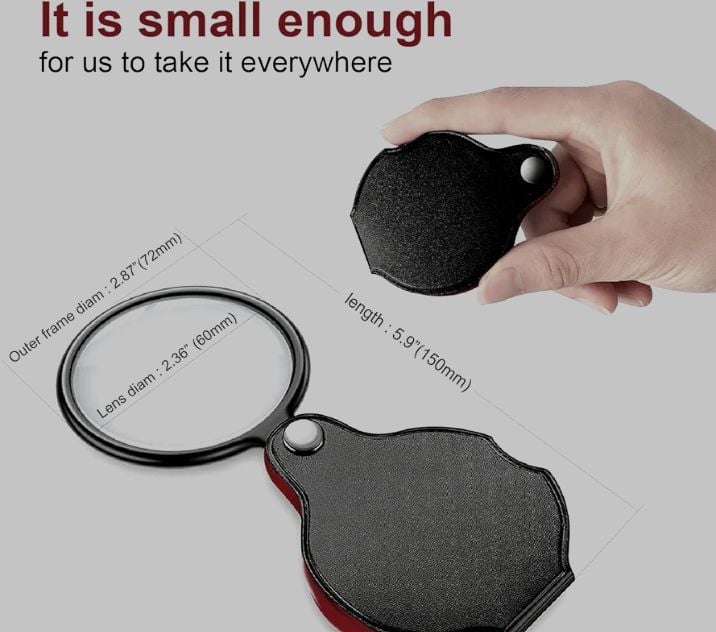 Picture of Portable Mini Pocket Magnifier Folding Magnify Glass with Rotating  