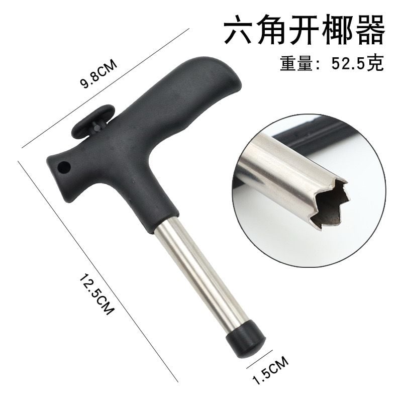 Picture of Stainless Steel Coconut Opener Opening Driller Cut Hole Tool Fruit Openers Tools Durable Hole Tool Kitchen Black 