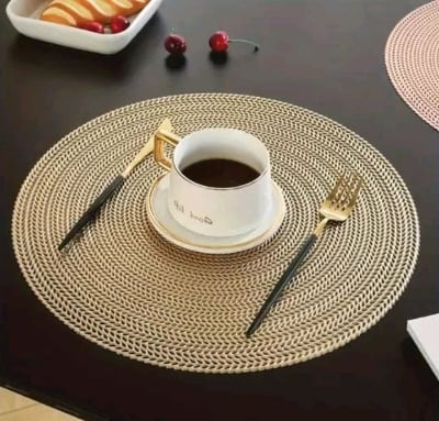 Picture of 1/PCS Round Placemats Modern Restaurant Hollow Table Decoration PVC Meal Mat Anti-hot Dining Tablemats Multicolor 